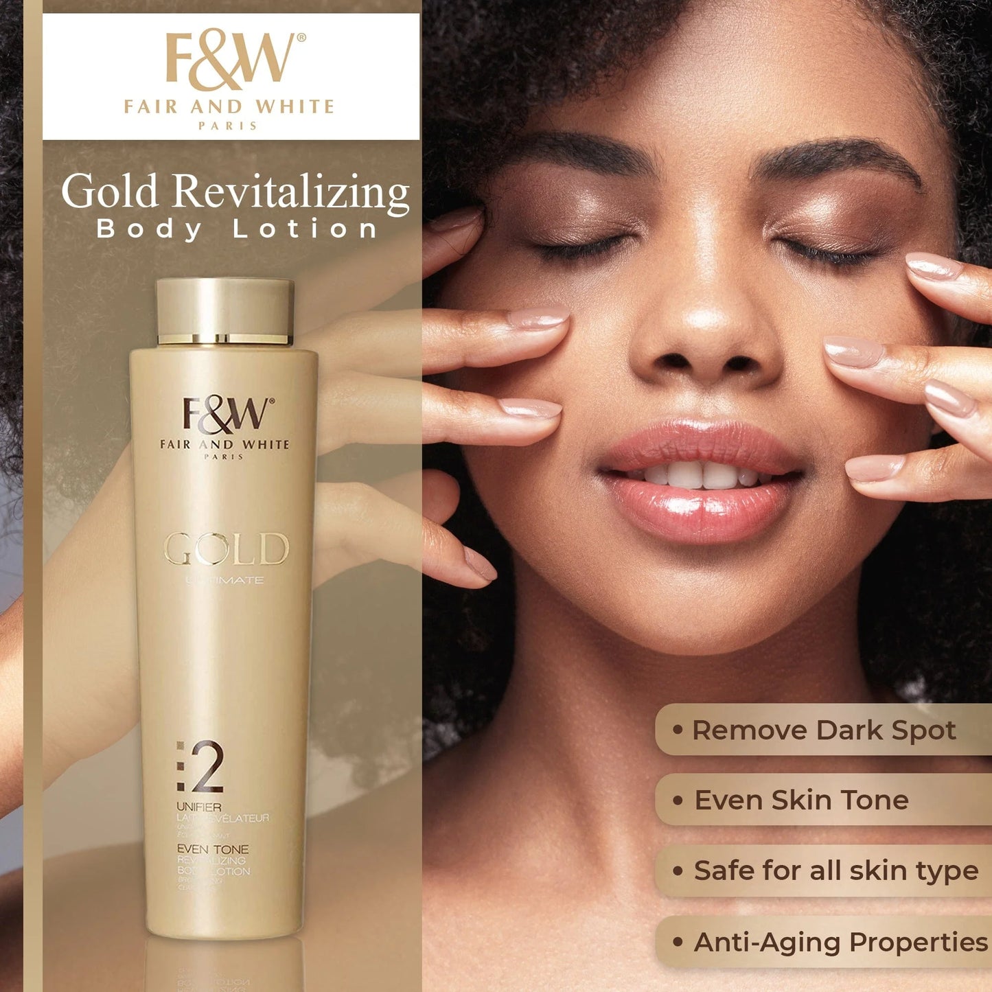 FAIR & WHITE GOLD 2 REJUVENATING BODY LOTION 17.OZ