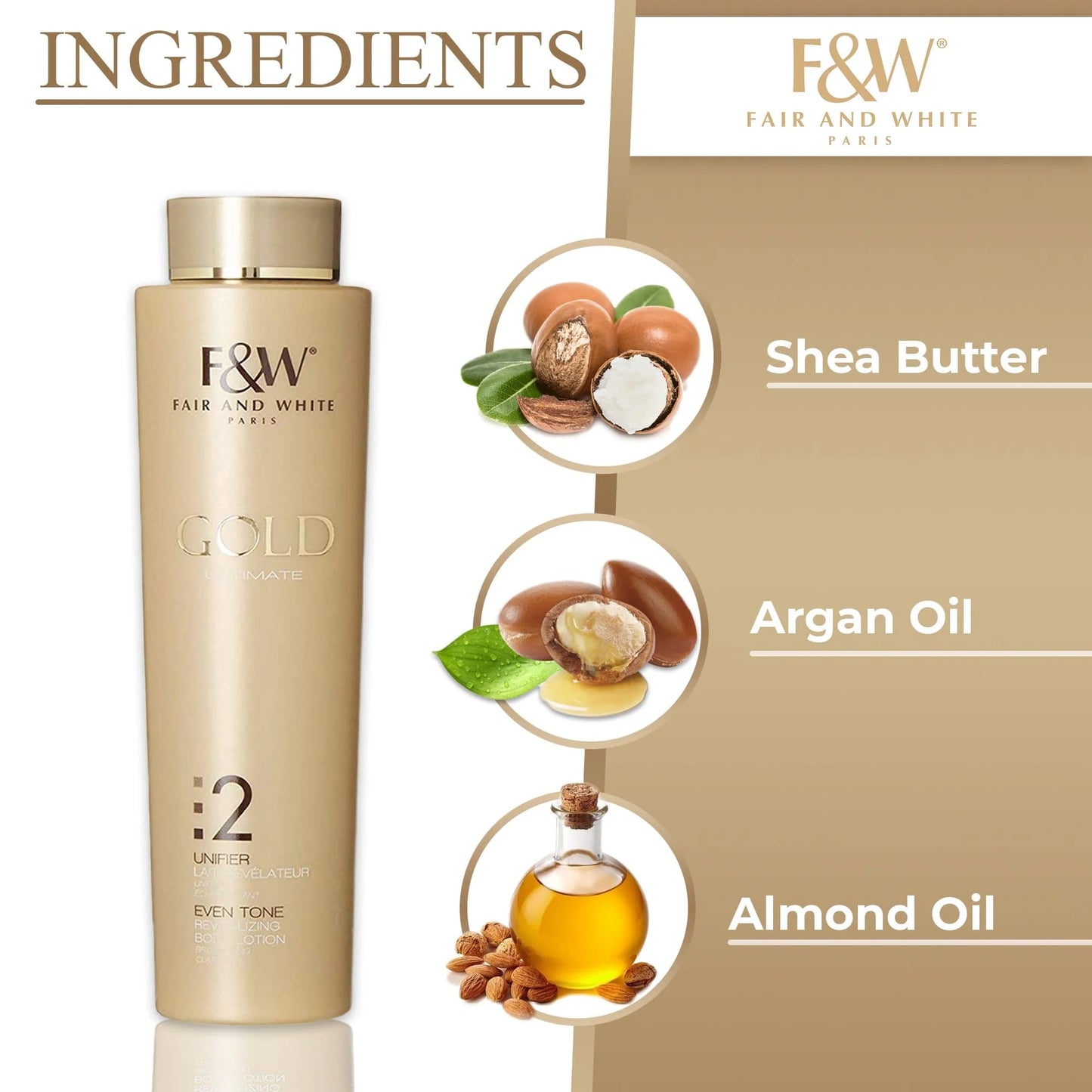 FAIR & WHITE GOLD 2 REJUVENATING BODY LOTION 17.OZ