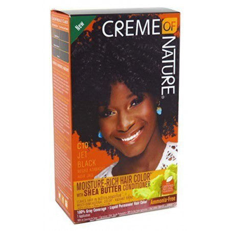 CREME OF NATURE HAIR COLOR WITH SHEA BUTTER CONDITIONER JET BLACK C10