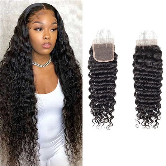 ZURY ONLY BRAZILIAN HUMAN HAIR HD 4X4 DEEP BODY NATURAL BLACK CLOSURE