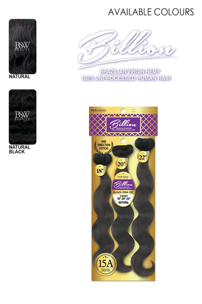 ZURY BILLION SOFT BODY BRAZILIAN HUMAN HAIR 15 A GRADE MULT PACK 18'20'22' NATURAL BLACK