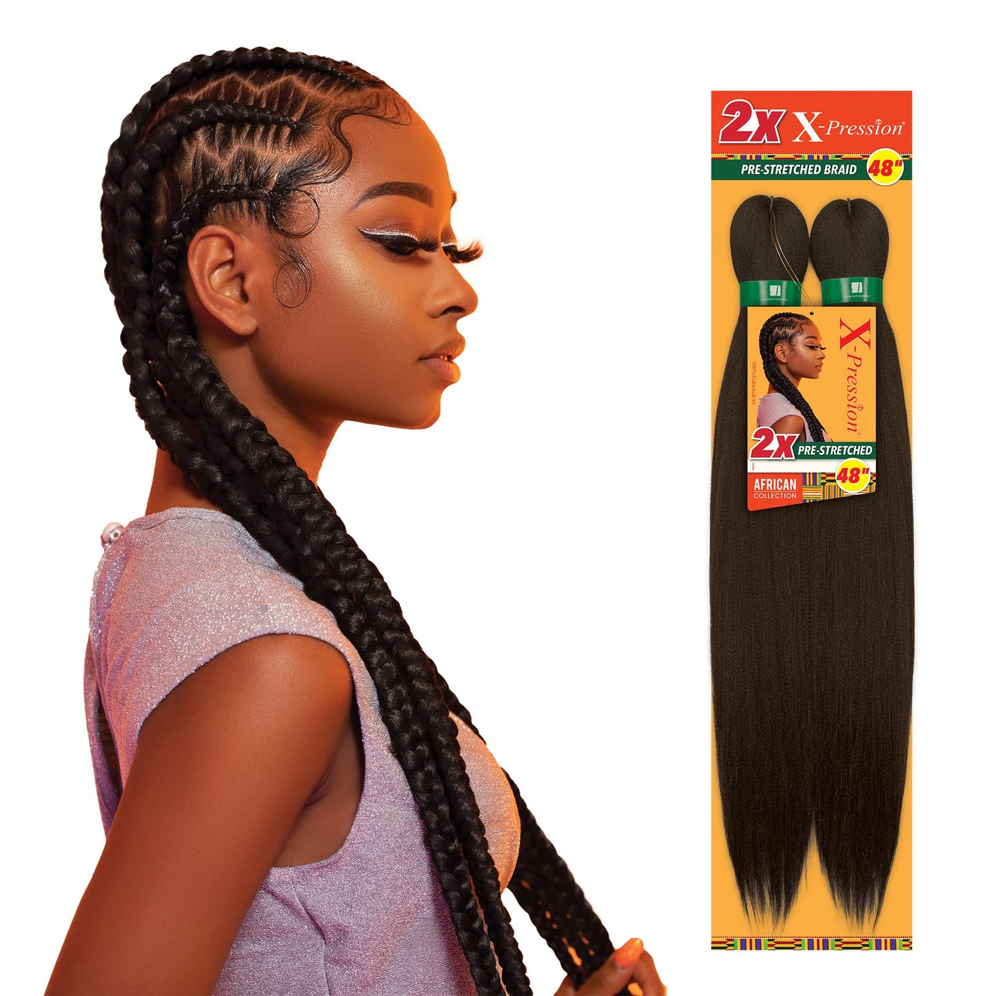 SENSATIONNEL 2X XPRESSION PRE-STRETCHED BRAIDING HAIR 72''