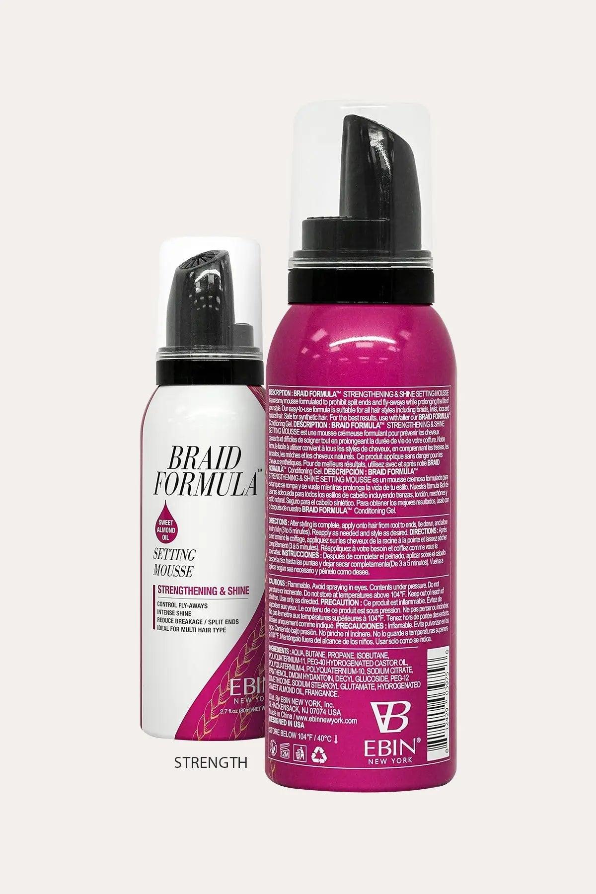 EBIN BRAID FORMULA MOUSSE STRENGTHENING & SHINE SWEET ALMOND OIL 2.7OZ