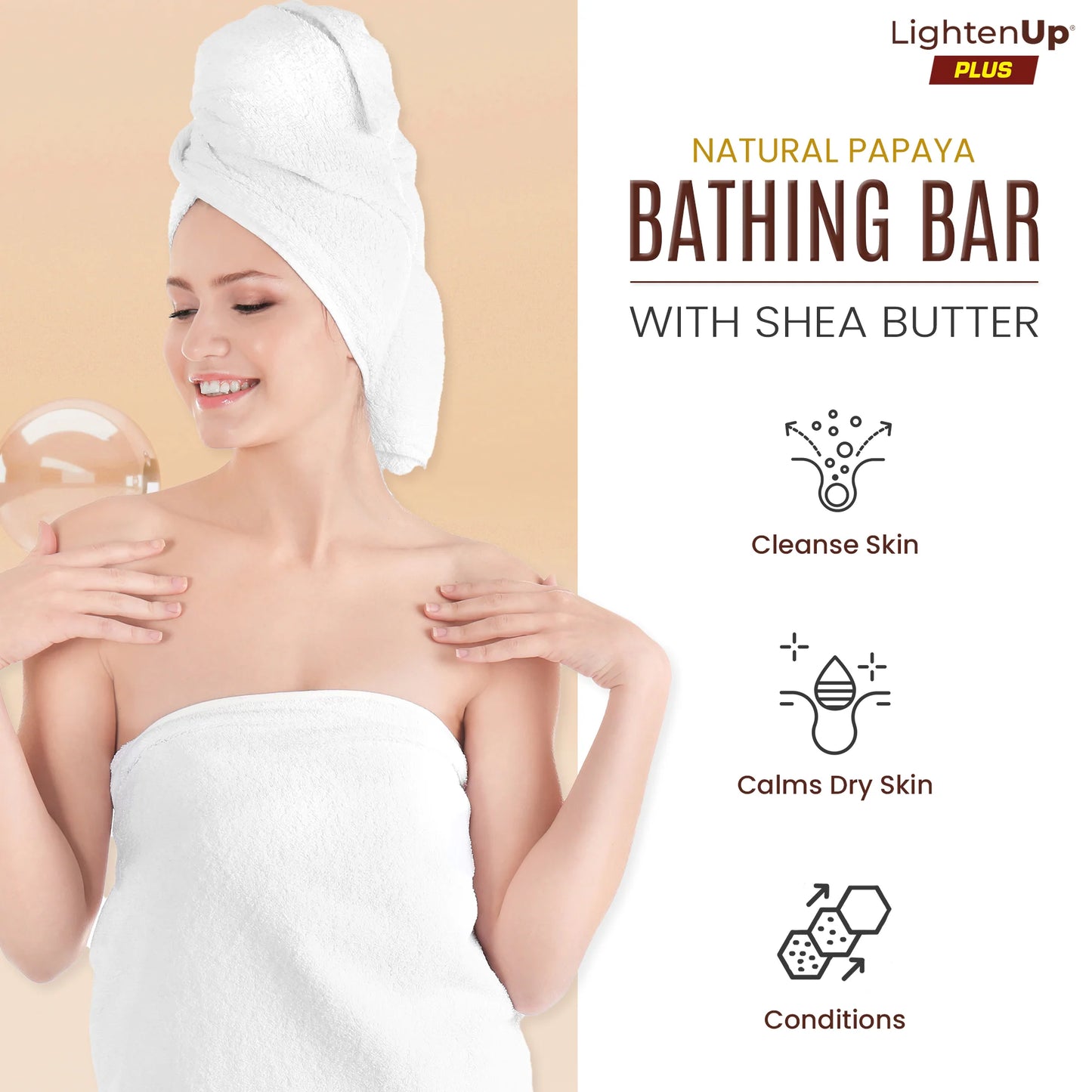 Omic LightenUp PLUS Natural Papaya Bathing Bar with Shea Butter