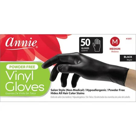 ANNIE BLK VINYL GLOVES 50CT M