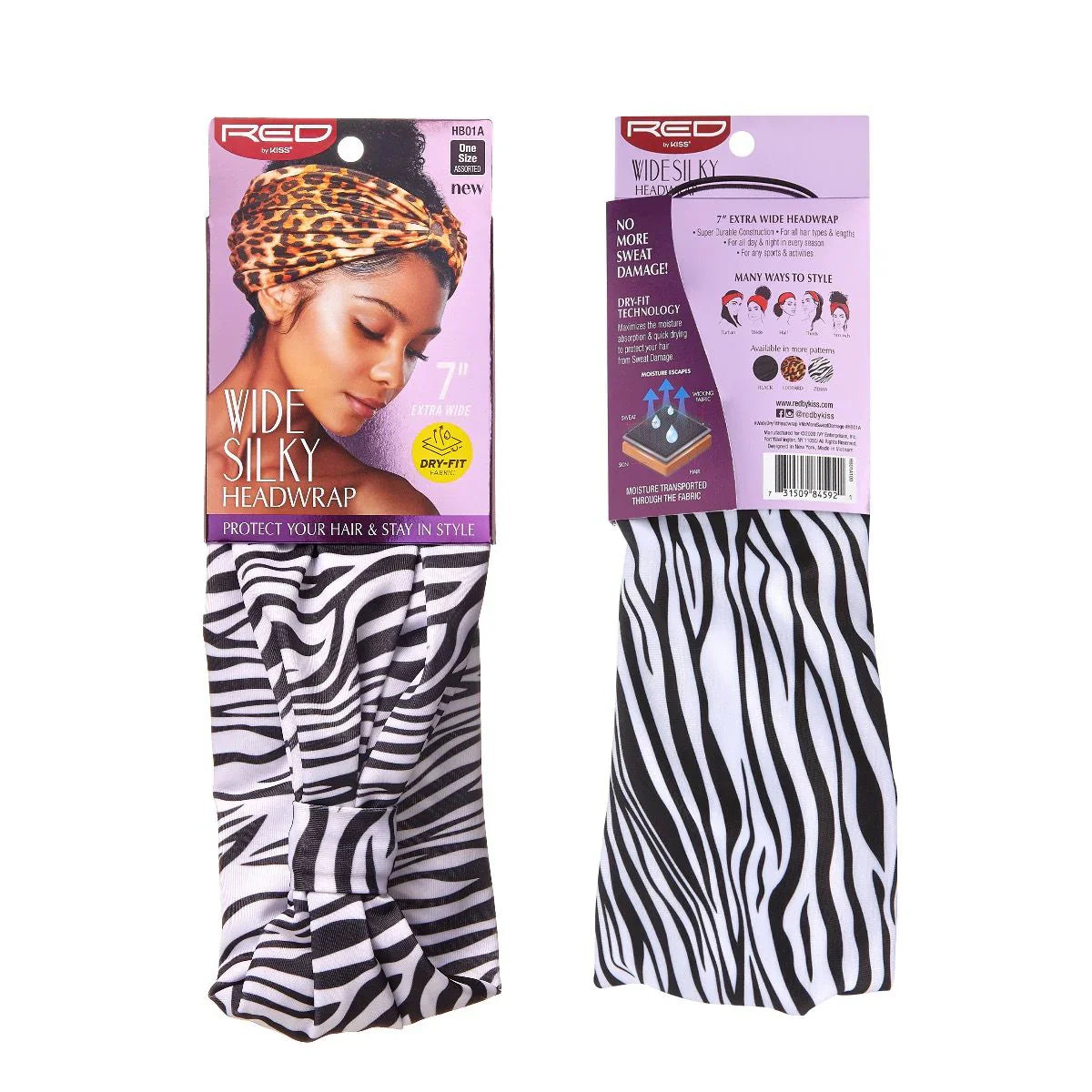 RED WIDE  SILKY SCARF ZEBRA HB03