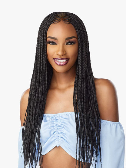 SENSATIONNEL CLOUD 9 SWISS LACE FRONT CENTER PART FEED IN  BRAIDED WIG 28"