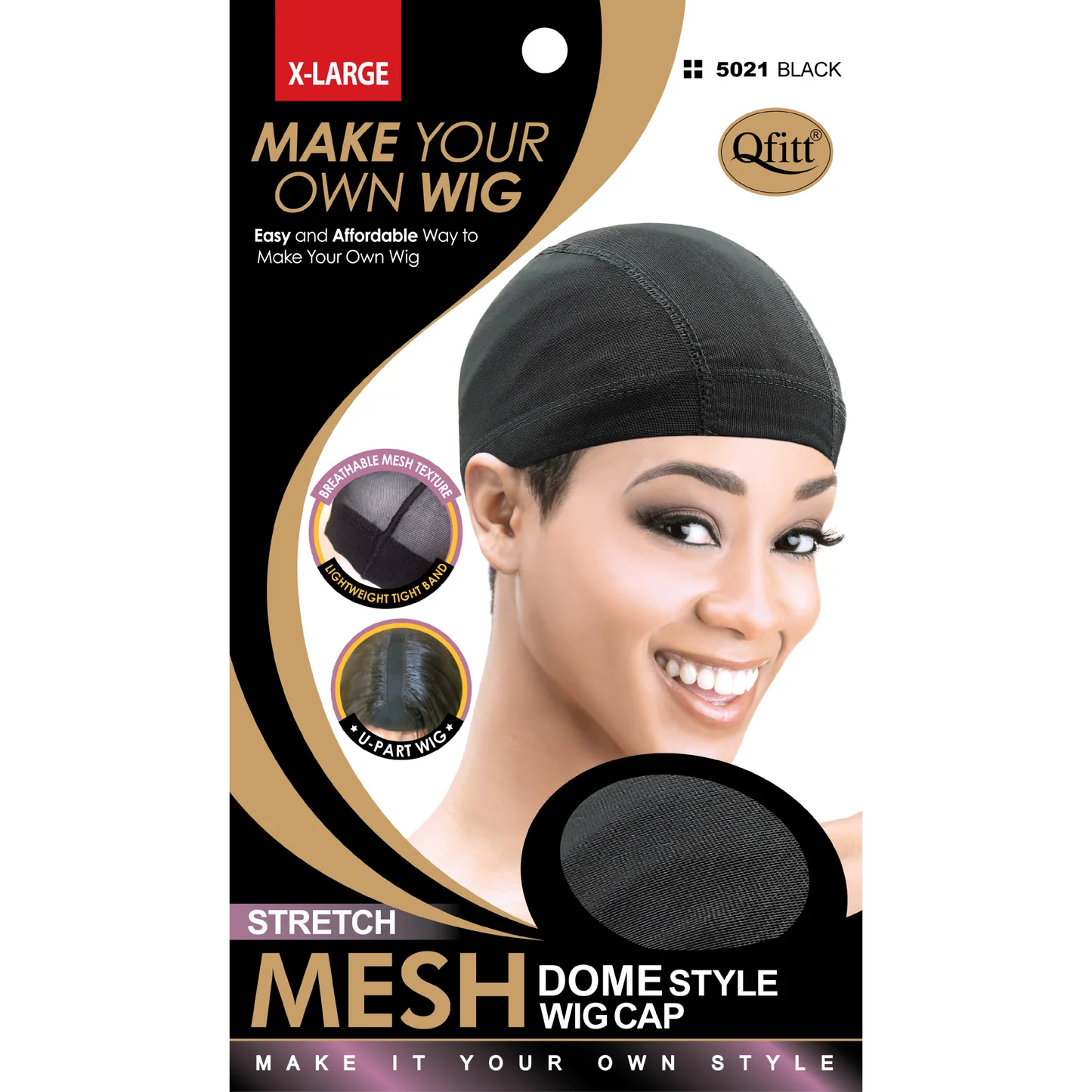 QFITT DOME WIG CAP 5021BK