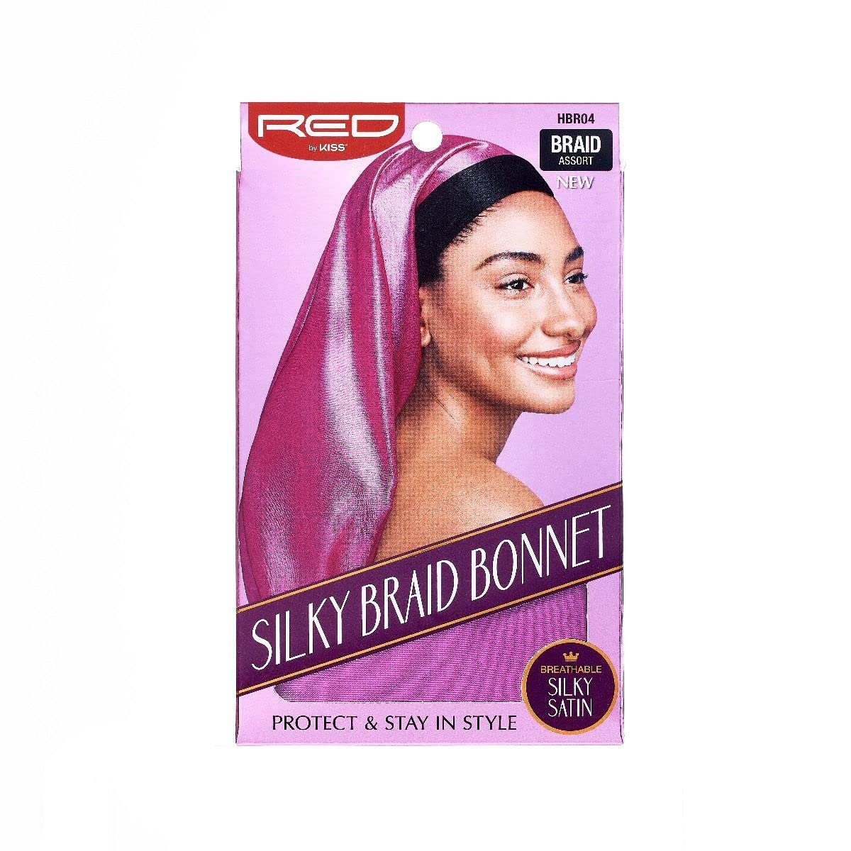 RED SILKY  BRAID BONNET/PINKHB