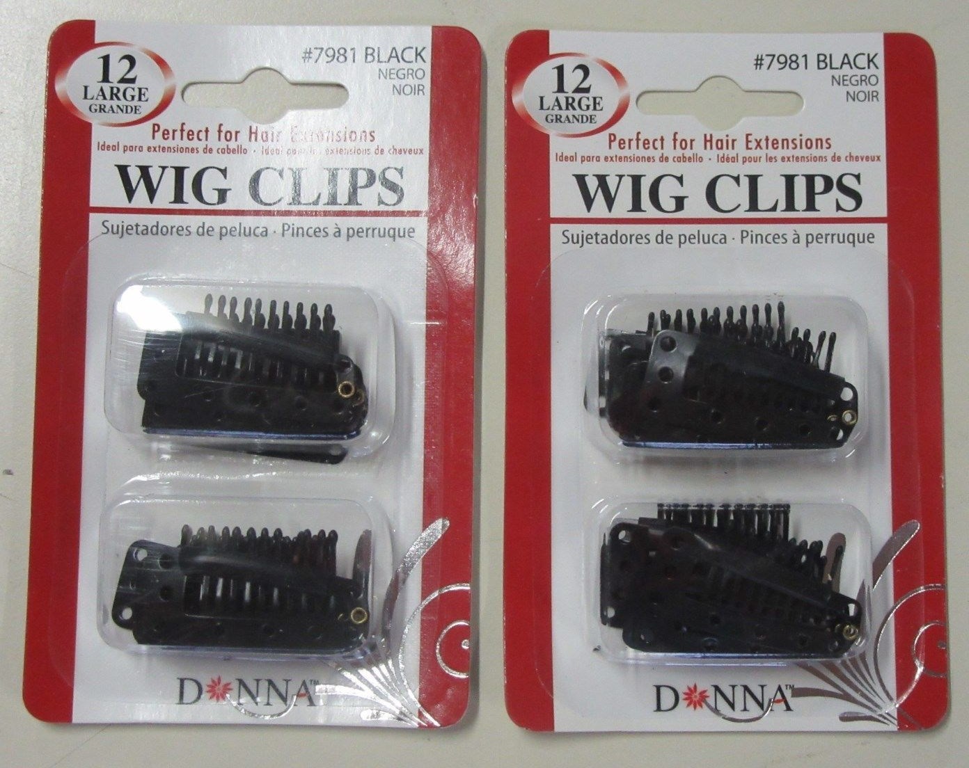 12 LARGE DONNA WIG CLIPS # 7981