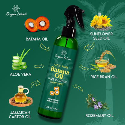 ORGANIC EXTRACT 100%PURE BATANA OIL FRIZZ CONTROL HAIR MIST 8OZ