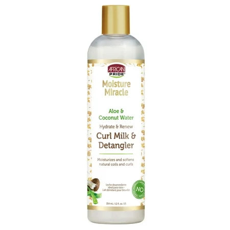 AFRICAN PRIDE ALOE & COCONUT WATER CURL MILK & DETANGLER 12OZ