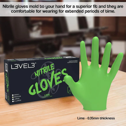 L3 NITRILE GLOVES MEDIUM    LIME