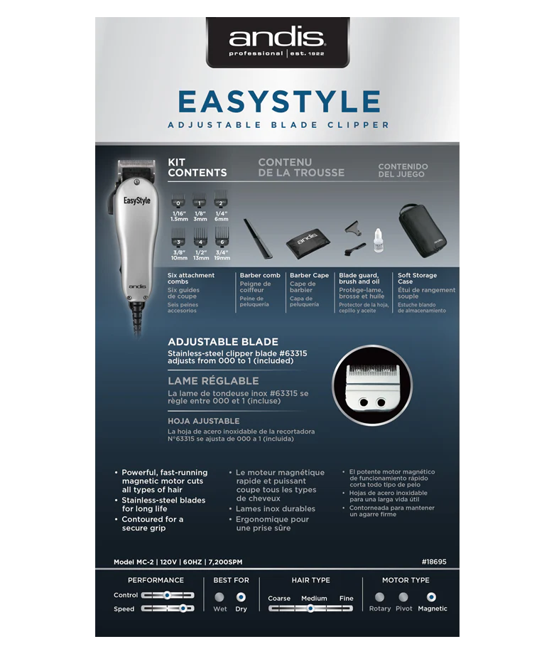 ANDIS EASYSTYLE+ ADJUTABLE CLIPPER18695
