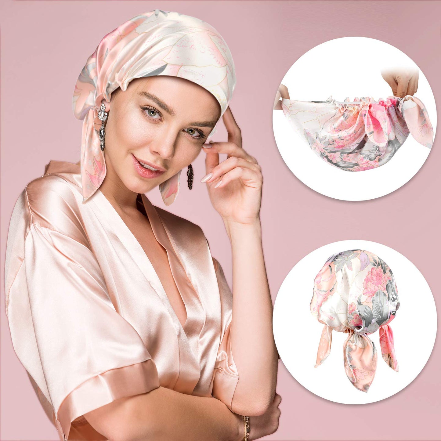 MOTIONC SATIN FLORAL SLEEP CAP 154 FLORAL