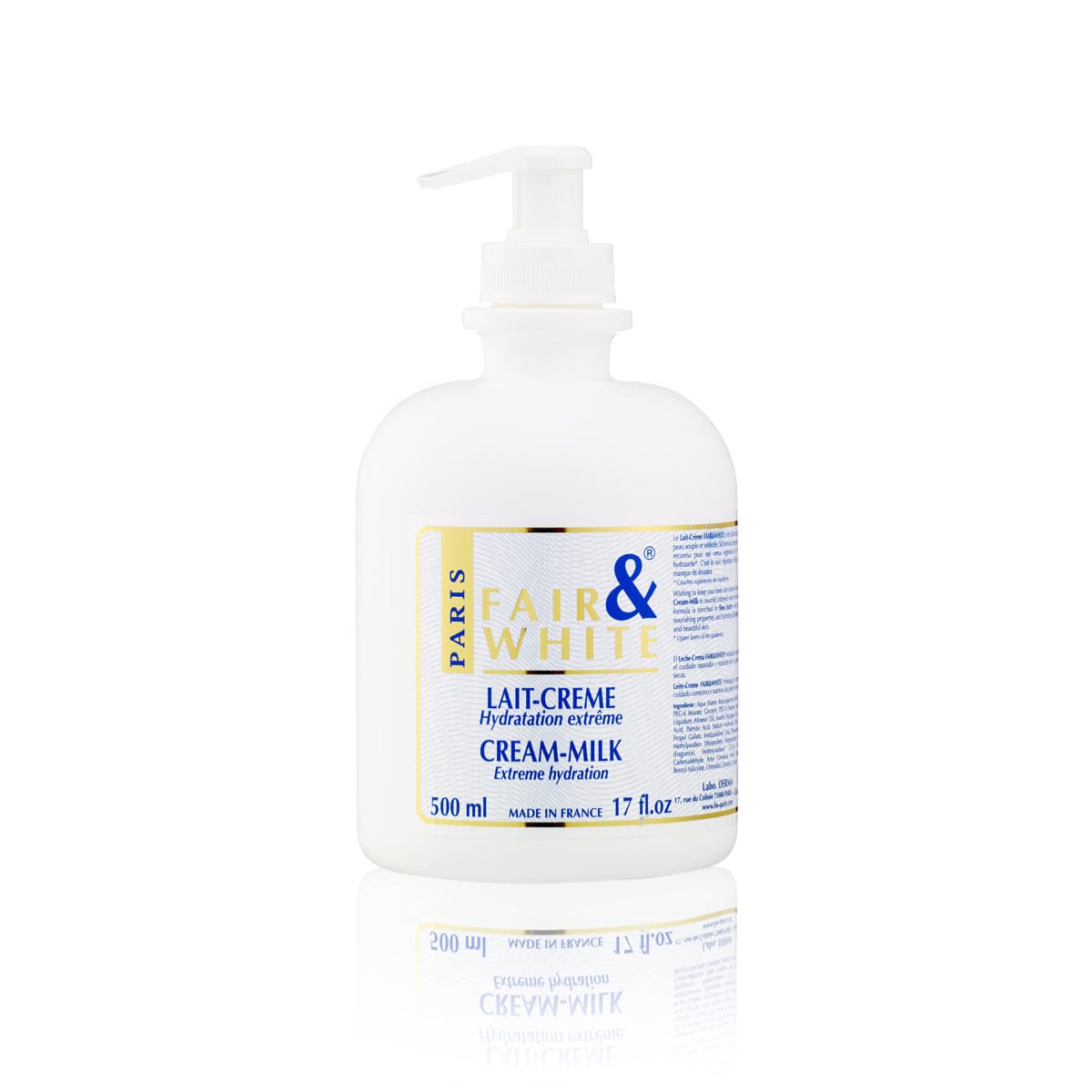 Fair and White Original Cream-Milk with Pump, Anti-Oxidant 500ml 16.90 fl oz