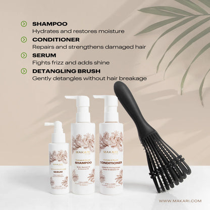 Hair Set Including Shampoo + Conditioner + Serum + Hair Brush