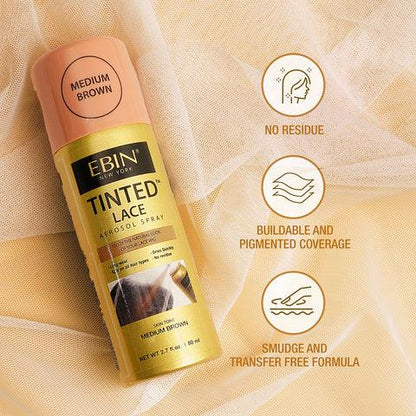 EBIN TINTED LACE SPRAY MEDIUM BROWN 2.7OZ