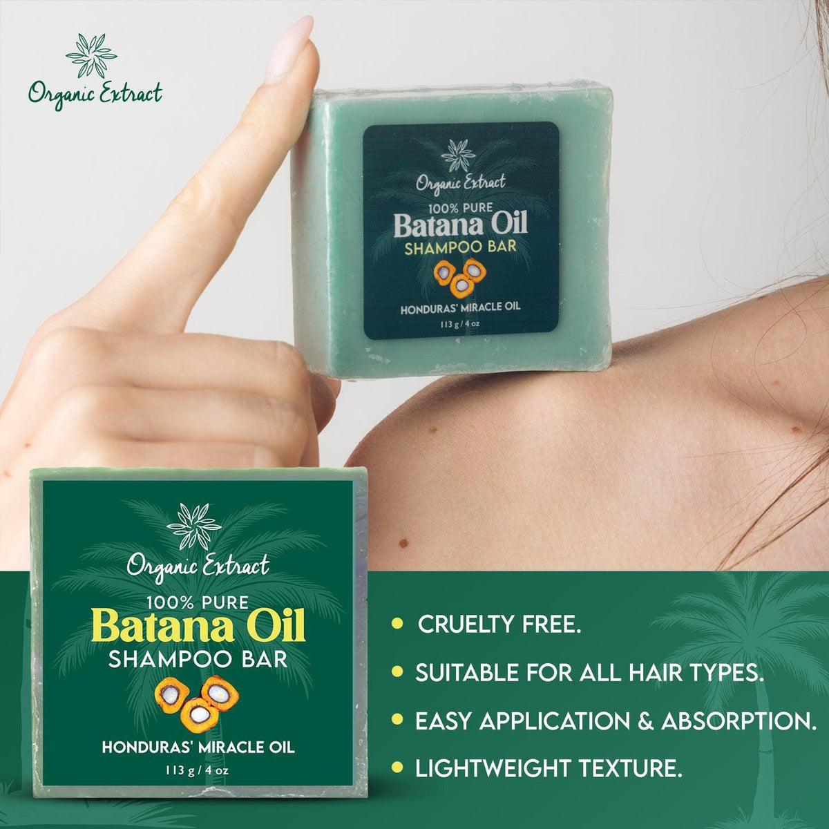 Organic Extract 100% Pure Batana Oil Shampoo Bar
