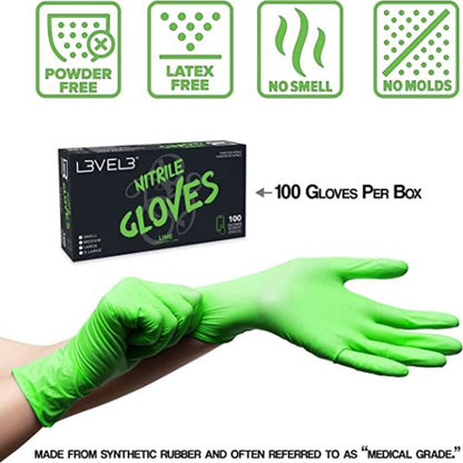 L3 NITRILE GLOVES MEDIUM    LIME