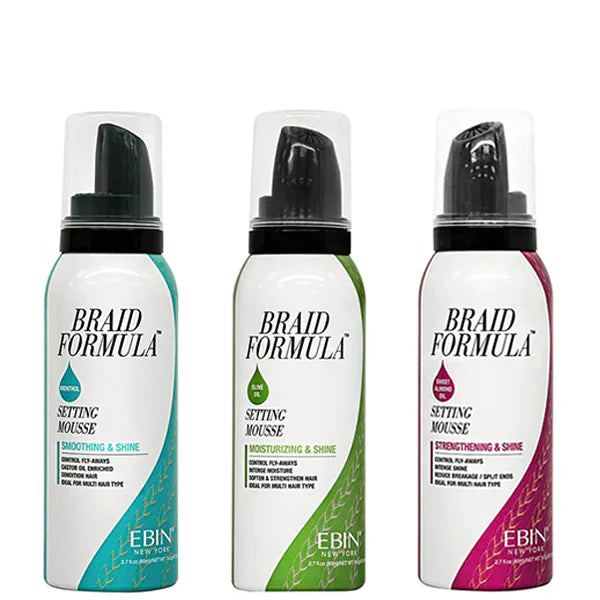 EBIN BRAID FORMULA MOUSSE  SMOOTHING & SHINE PEPPERMNT 2.7OZ