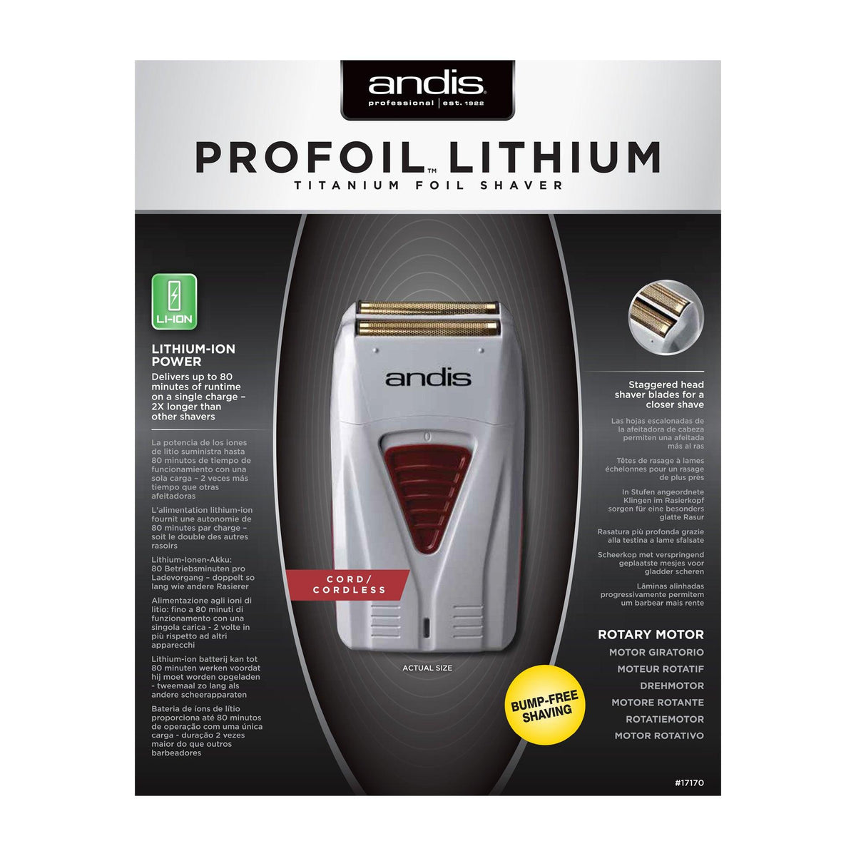 Andis ProFoil Lithium Titanium Foil Shaver 17150